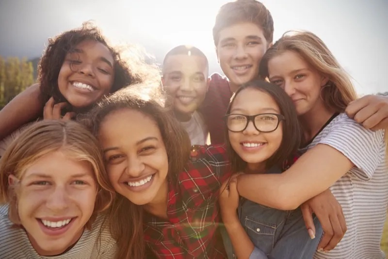 A group of friends that are happy